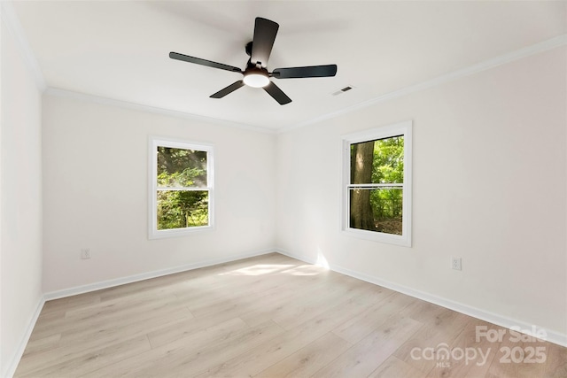1155 Cedar Grove Ln, Rock Hill, SC 29732 - unfurnished room with crown molding, light wood-style floors, a ceiling fan, and baseboards