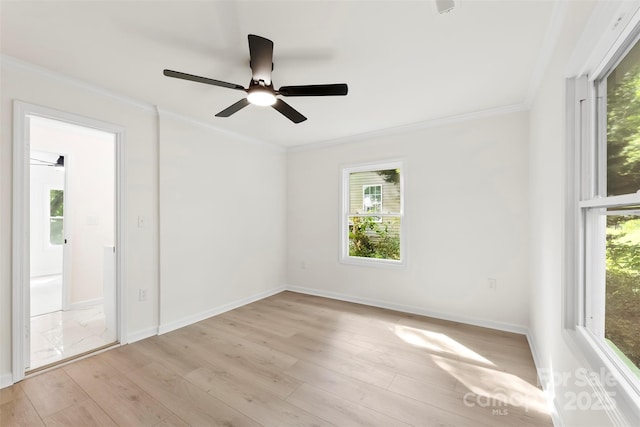 1155 Cedar Grove Ln, Rock Hill, SC 29732 - unfurnished room with crown molding, light wood-style flooring, a ceiling fan, and baseboards