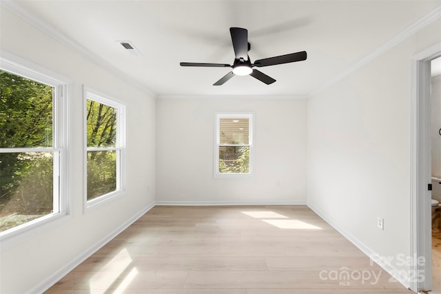 1155 Cedar Grove Ln, Rock Hill, SC 29732 - spare room with crown molding, light wood finished floors, and a ceiling fan