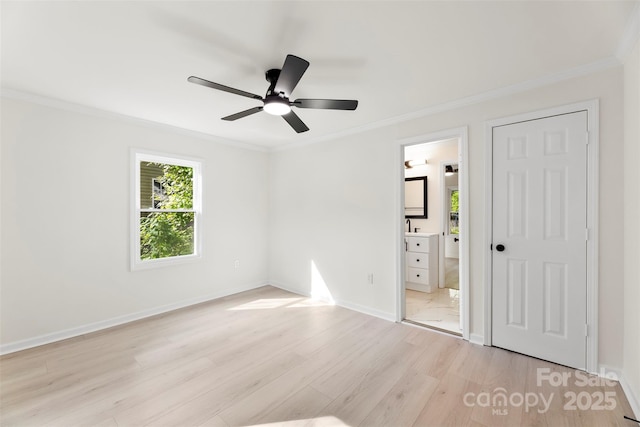 1155 Cedar Grove Ln, Rock Hill, SC 29732 - unfurnished bedroom featuring light wood-type flooring, crown molding, ensuite bathroom, and ceiling fan