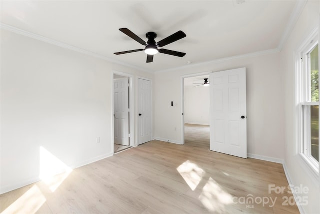 1155 Cedar Grove Ln, Rock Hill, SC 29732 - unfurnished bedroom featuring light wood-style floors, ornamental molding, and ceiling fan