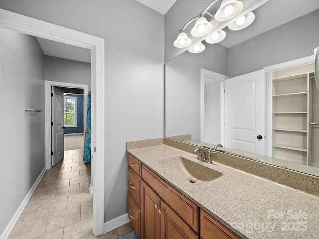 1190 Arges River Dr, Fort Mill, SC 29715 - bathroom with baseboards, vanity, and tile patterned floors