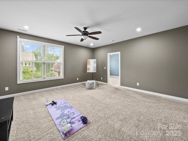 1190 Arges River Dr, Fort Mill, SC 29715 - empty room featuring carpet, a ceiling fan, baseboards, and recessed lighting