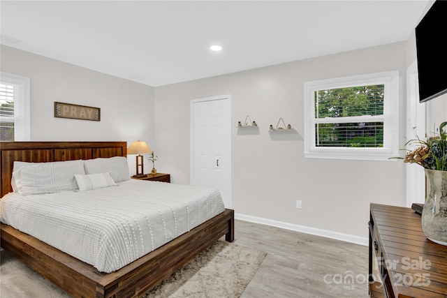 4108 Mellon Rd, Matthews, NC 28104 - bedroom featuring light wood-style floors, baseboards, and recessed lighting