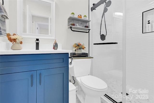 4108 Mellon Rd, Matthews, NC 28104 - full bathroom featuring toilet, a stall shower, vanity, and baseboard heating