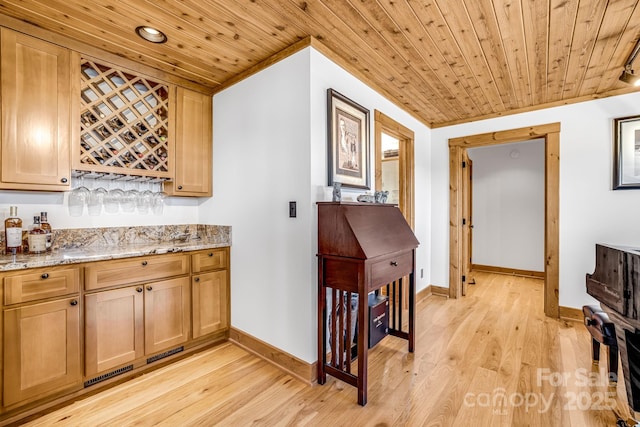 2399 El Miner Dr, Mars Hill, NC 28754 - indoor dry bar featuring wooden ceiling, light wood finished floors, and recessed lighting
