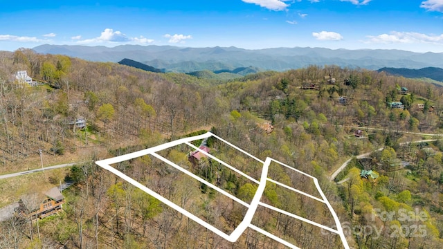 2399 El Miner Dr, Mars Hill, NC 28754 - aerial view of property's location featuring property parcel outlined and a mountain backdrop