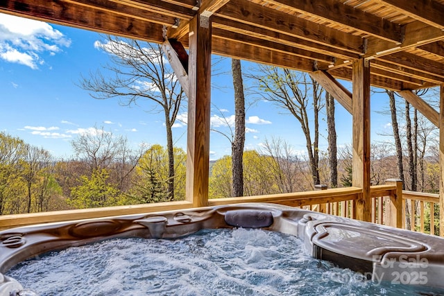 2399 El Miner Dr, Mars Hill, NC 28754 - wooden terrace featuring a hot tub