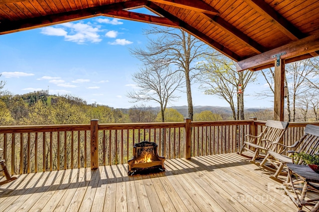 2399 El Miner Dr, Mars Hill, NC 28754 - wooden deck with an outdoor fire pit