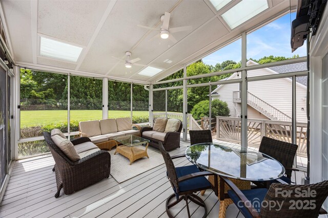 6409 Barkley Farm Rd, Huntersville, NC 28078 - sunroom with an outdoor living space, ceiling fan, healthy amount of natural light, and vaulted ceiling