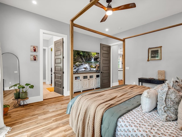 20 Phillip Ln, Arden, NC 28704 - bedroom featuring light wood-type flooring, recessed lighting, baseboards, and ceiling fan