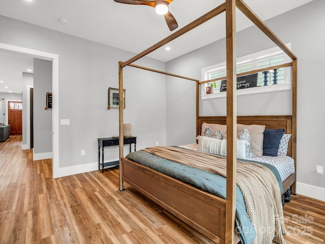 20 Phillip Ln, Arden, NC 28704 - bedroom with light wood-style floors, baseboards, recessed lighting, ceiling fan, and a closet