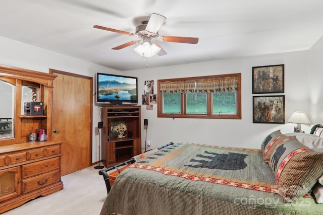 457 Shady Ridge Rd, Waynesville, NC 28785 - bedroom with light colored carpet and a ceiling fan