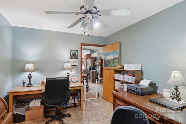 457 Shady Ridge Rd, Waynesville, NC 28785 - office area featuring a ceiling fan and a wall mounted AC