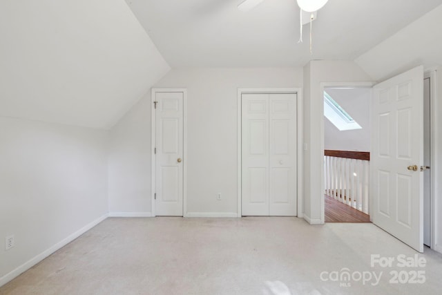 124 Hilltop Rd, Black Mountain, NC 28711 - bonus room with lofted ceiling, a skylight, carpet, baseboards, and ceiling fan