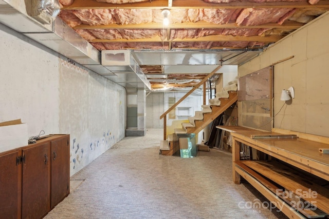 124 Hilltop Rd, Black Mountain, NC 28711 - unfinished basement with stairs and carpet
