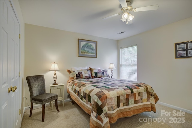12125 Mountainside Ln, Charlotte, NC 28278 - bedroom featuring light carpet, baseboards, and a ceiling fan