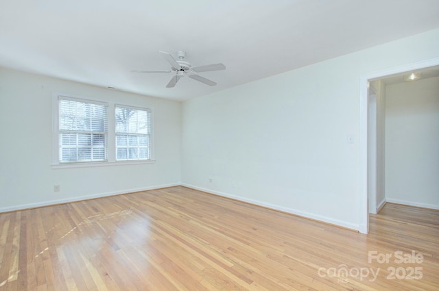 101 S Laurel Ave Unit 72A, Charlotte, NC 28207 - empty room with light wood-type flooring, ceiling fan, and baseboards