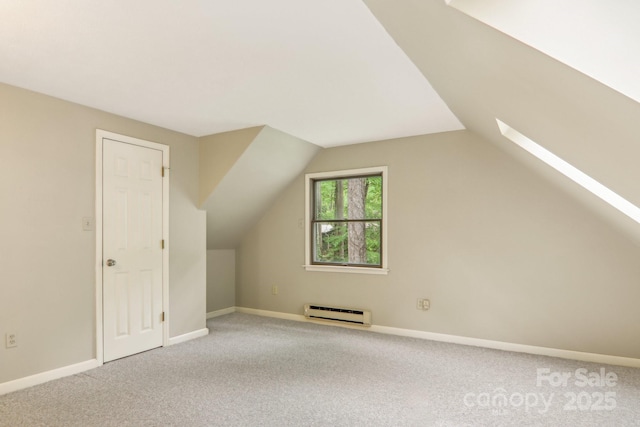 19 Reuben Branch Rd, Maggie Valley, NC 28751 - additional living space with carpet floors, a baseboard heating unit, lofted ceiling, and baseboards
