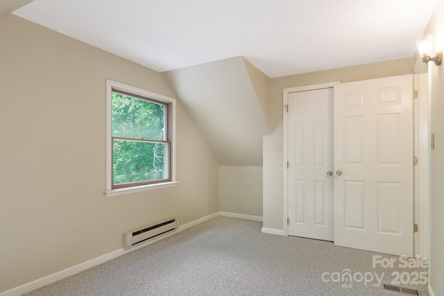 19 Reuben Branch Rd, Maggie Valley, NC 28751 - additional living space with baseboard heating, carpet flooring, baseboards, and lofted ceiling
