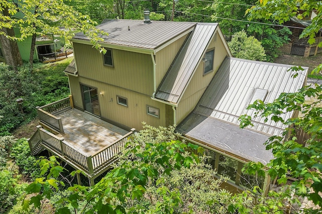 19 Reuben Branch Rd, Maggie Valley, NC 28751 - back of house featuring metal roof and a wooden deck