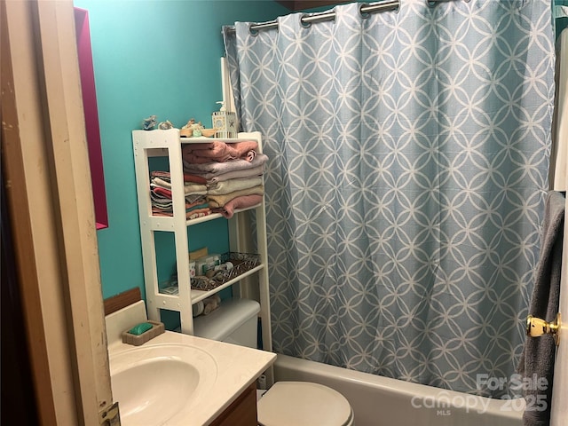 2165 Peanuts Ln, Newton, NC 28658 - full bath featuring vanity, toilet, and shower / bath combination with curtain