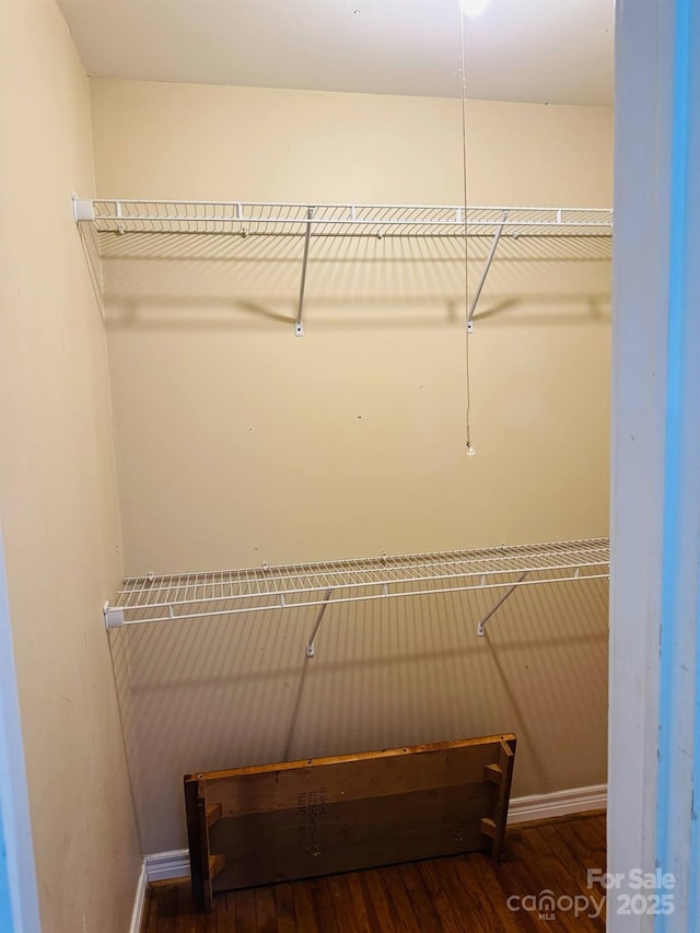 spacious closet with wood finished floors