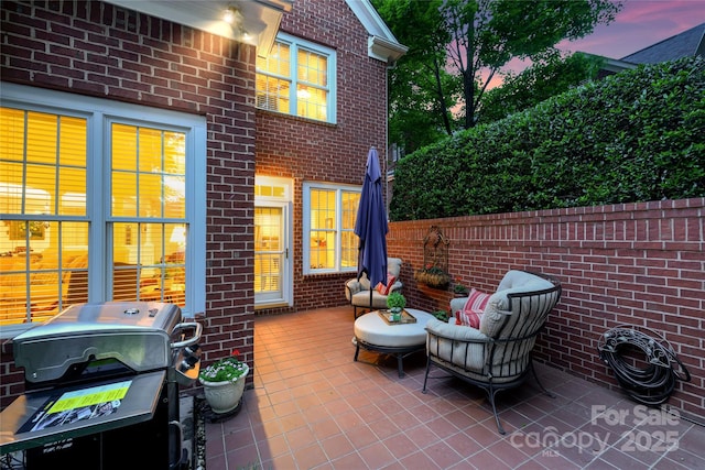 3128 Ethereal Ln, Charlotte, NC 28226 - patio terrace at dusk with a patio and grilling area