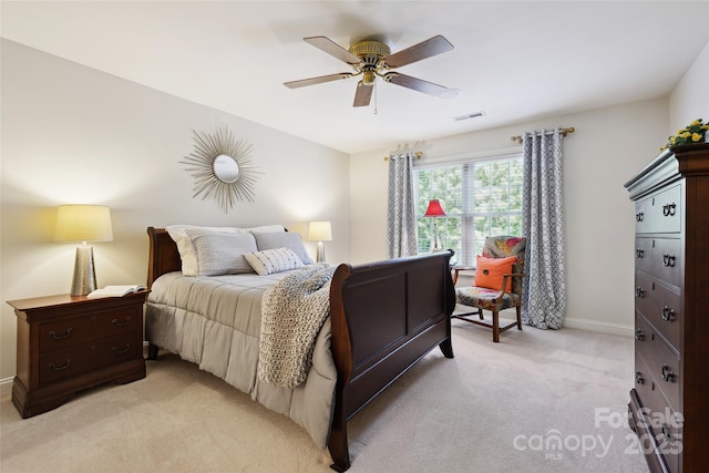 3128 Ethereal Ln, Charlotte, NC 28226 - bedroom featuring light carpet, baseboards, and ceiling fan