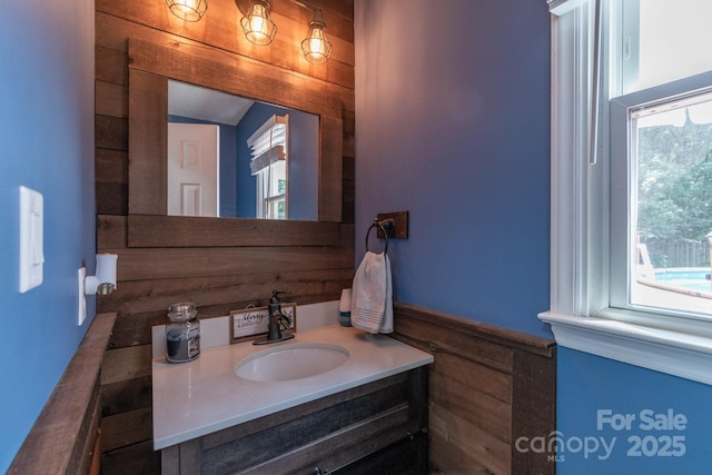 1739 Lesa Lin Dr, Monroe, NC 28112 - bathroom featuring vanity and lofted ceiling