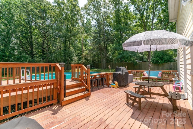 1739 Lesa Lin Dr, Monroe, NC 28112 - deck featuring a fenced backyard and an outdoor hangout area