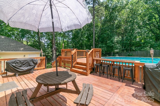 1739 Lesa Lin Dr, Monroe, NC 28112 - deck with a fenced backyard and view of wooded area