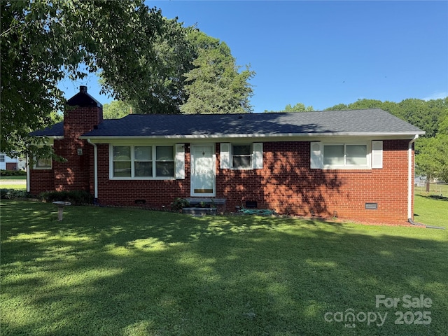 2601 Marldale St, Gastonia, NC 28052 - ranch-style house featuring a front yard, crawl space, a chimney, and brick siding