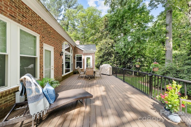 122 Waterford Dr, Mooresville, NC 28117 - wooden terrace with outdoor dining area and area for grilling