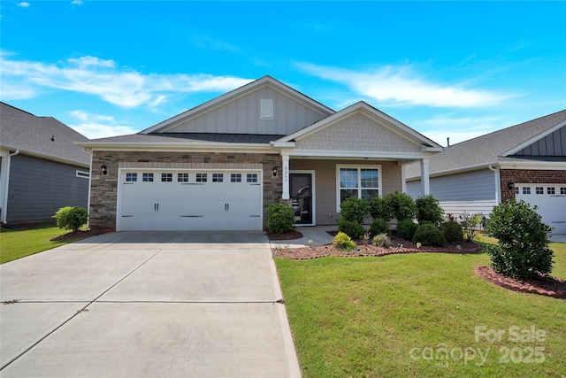 4243 Merrivale Dr, Lancaster, SC 29720 - craftsman-style house featuring board and batten siding, a front yard, and concrete driveway