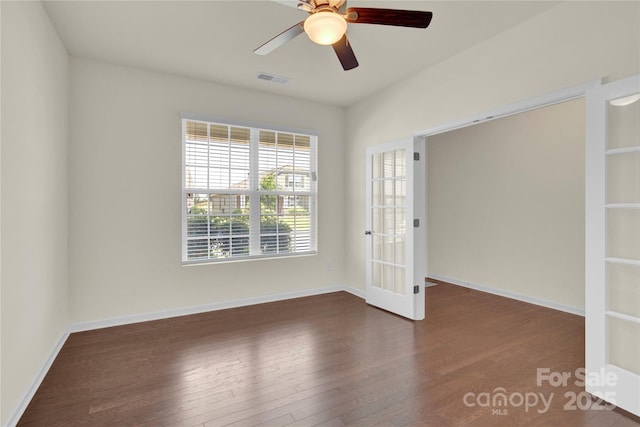 4243 Merrivale Dr, Lancaster, SC 29720 - unfurnished room with french doors, wood finished floors, a ceiling fan, and baseboards