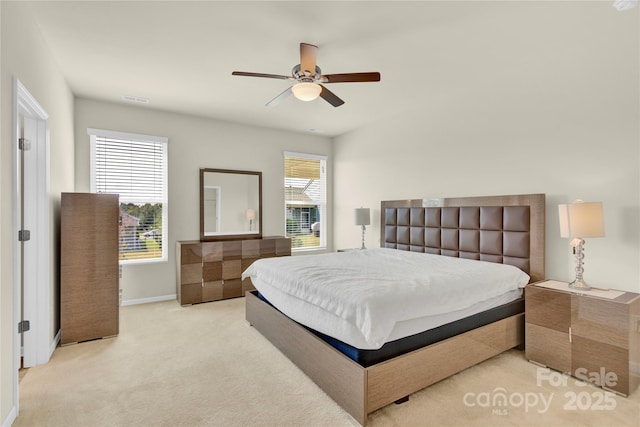 4243 Merrivale Dr, Lancaster, SC 29720 - bedroom featuring light carpet, baseboards, and a ceiling fan