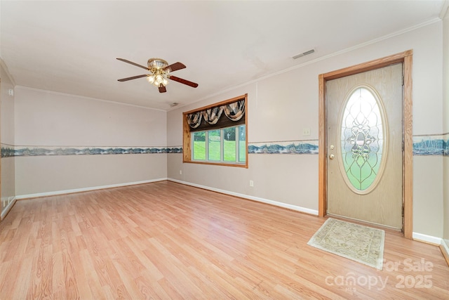 3685 Curleys Fish Camp Rd, Connelly Springs, NC 28612 - entrance foyer with wood finished floors, ceiling fan, ornamental molding, and baseboards