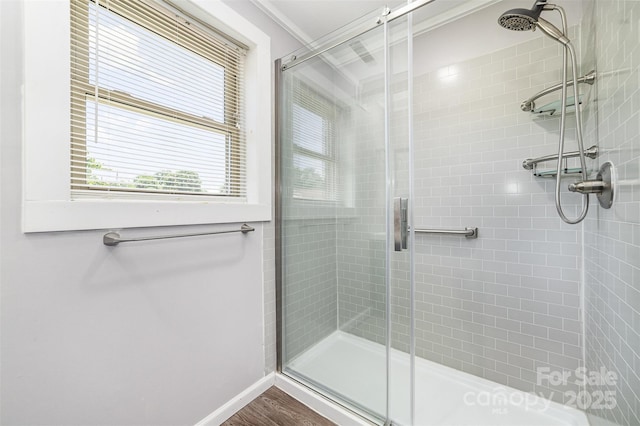 3685 Curleys Fish Camp Rd, Connelly Springs, NC 28612 - full bathroom with tiled shower and wood finished floors