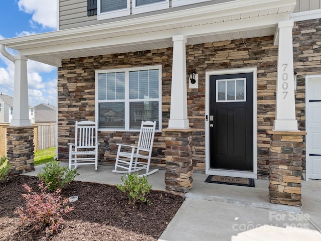 7007 Manse Ct, Boiling Springs, SC 29316 - entrance to property with a porch and stone siding