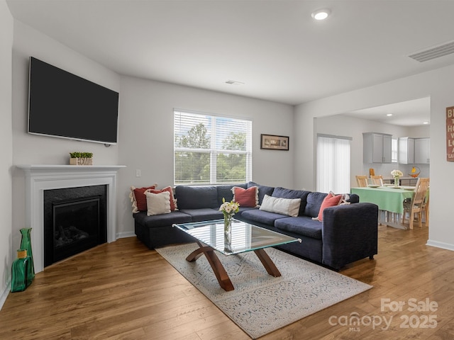 7007 Manse Ct, Boiling Springs, SC 29316 - living room with wood finished floors, recessed lighting, and a fireplace