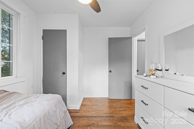2536 Bancroft St, Charlotte, NC 28206 - bedroom with dark wood-style flooring and ceiling fan