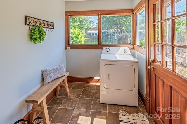 328 E Center Ave, Mooresville, NC 28115 - washroom featuring washer / clothes dryer, plenty of natural light, and baseboards