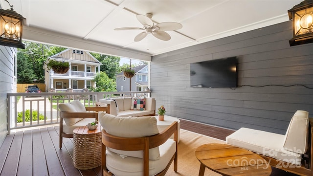1446 Downs Ave, Charlotte, NC 28205 - wooden terrace featuring a ceiling fan