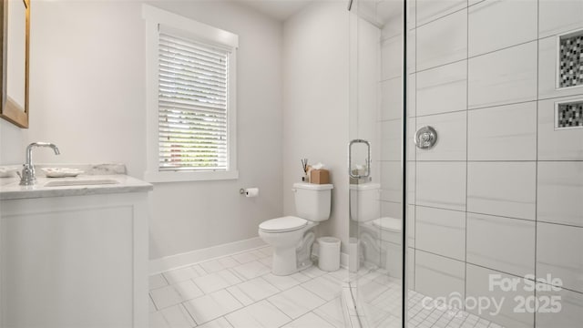 1446 Downs Ave, Charlotte, NC 28205 - full bath featuring vanity, a shower stall, and tile patterned flooring