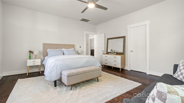 1446 Downs Ave, Charlotte, NC 28205 - bedroom featuring dark wood-style floors and ceiling fan