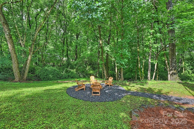 9520 Squirrel Hollow Ln, Charlotte, NC 28270 - view of grassy yard featuring an outdoor fire pit