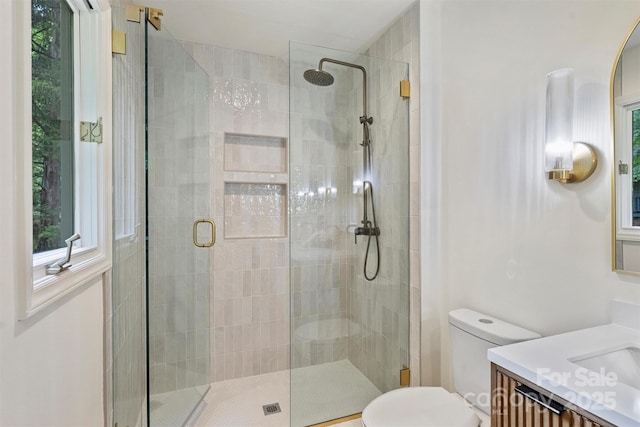 9520 Squirrel Hollow Ln, Charlotte, NC 28270 - full bath with a shower stall, toilet, and vanity
