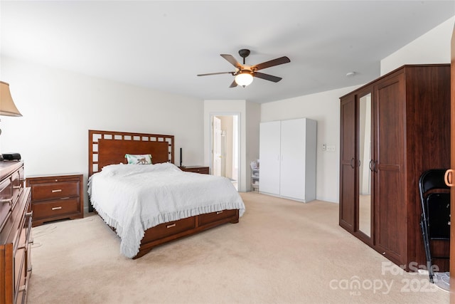 1911 Savannah Hills Dr, Matthews, NC 28105 - bedroom with light colored carpet and ceiling fan