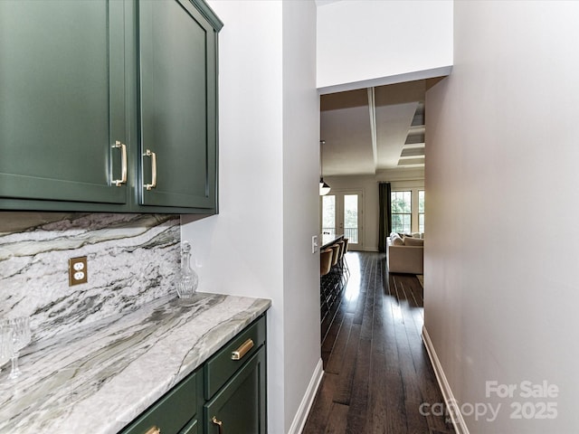 121 Enclave Meadows Ln, Matthews, NC 28104 - hall featuring dark wood-type flooring and baseboards
